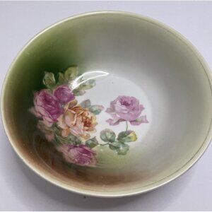Vintage Germany Porcelain Pink Roses 9.25" Vegetable Serving Bowl #35 - VGUC